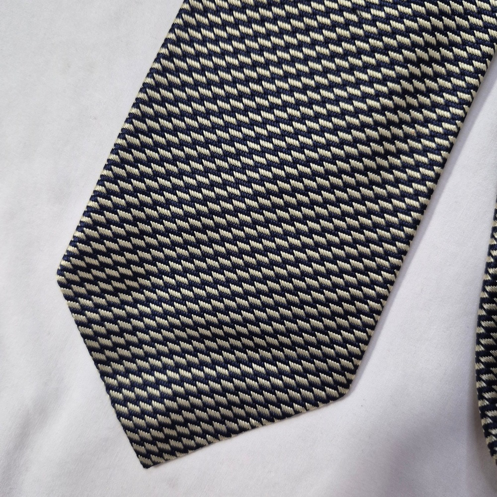 Vintage Polo Ralph Lauren Tie Mens Blue Gold Geometric Silk Luxury Designer USA - Picture 6 of 8
